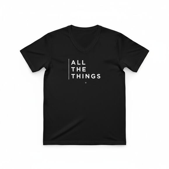 "All The Things" NEXT LEVEL Black Graphic Text T-shirt S/S - Size Medium - Picture 2 of 3